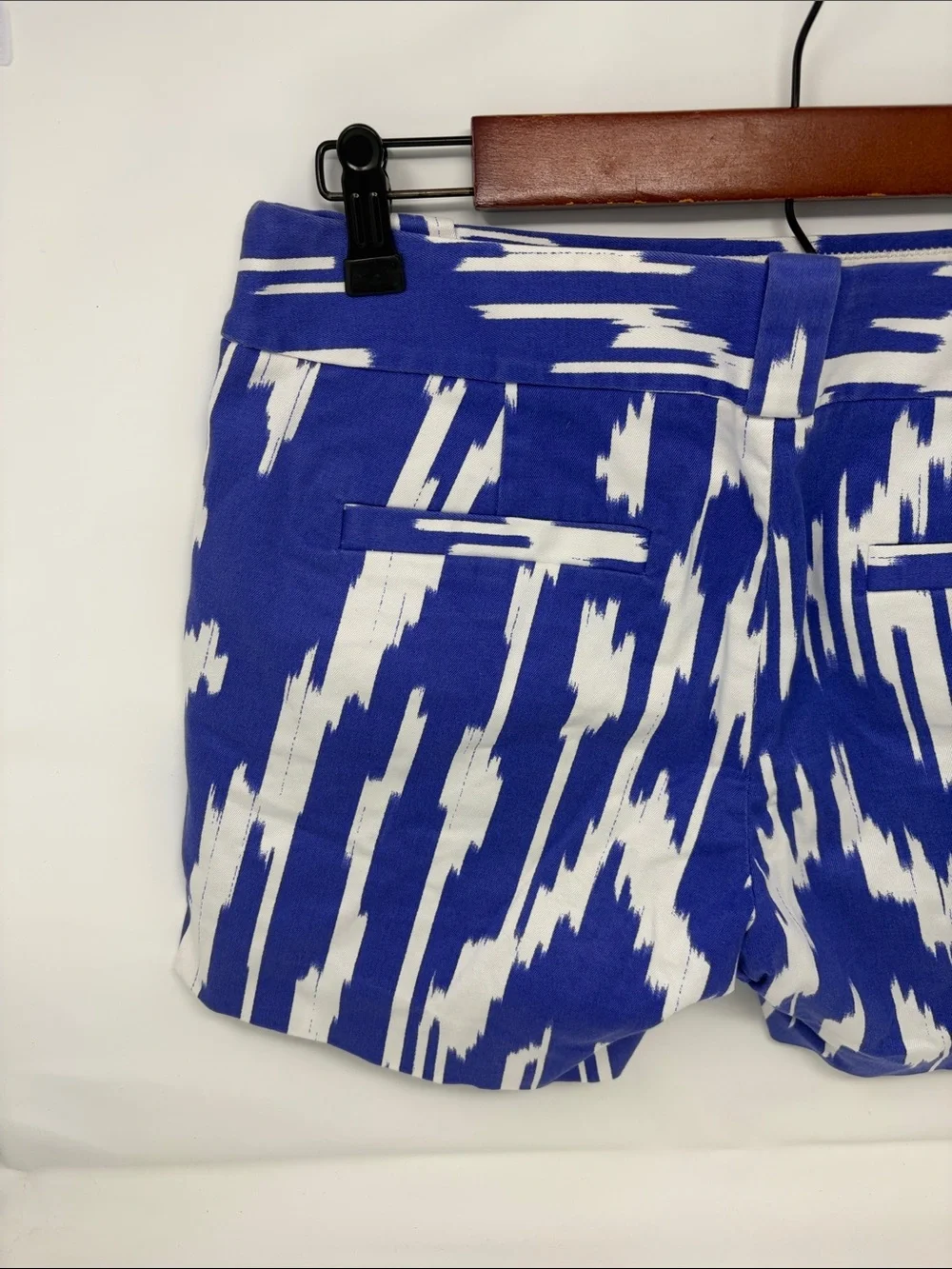 J. Crew Purple and White Abstract Print Flat Front Shorts Size 4
